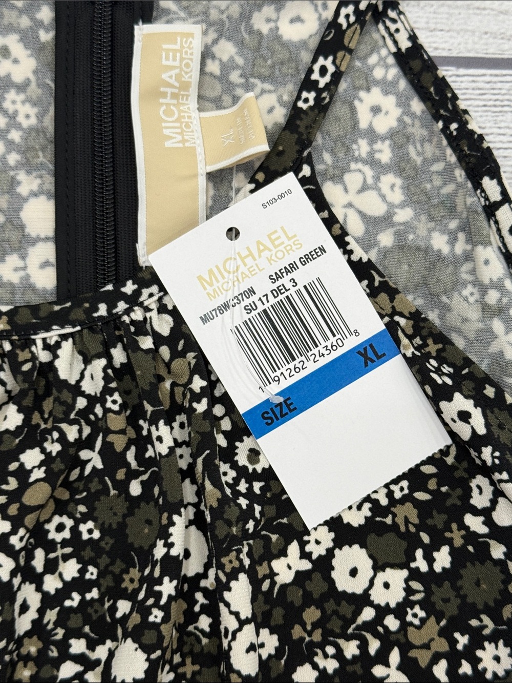 NWT Michael Kors Floral Tiered Halter Dress Safari Green XL - Picture 2 of 4